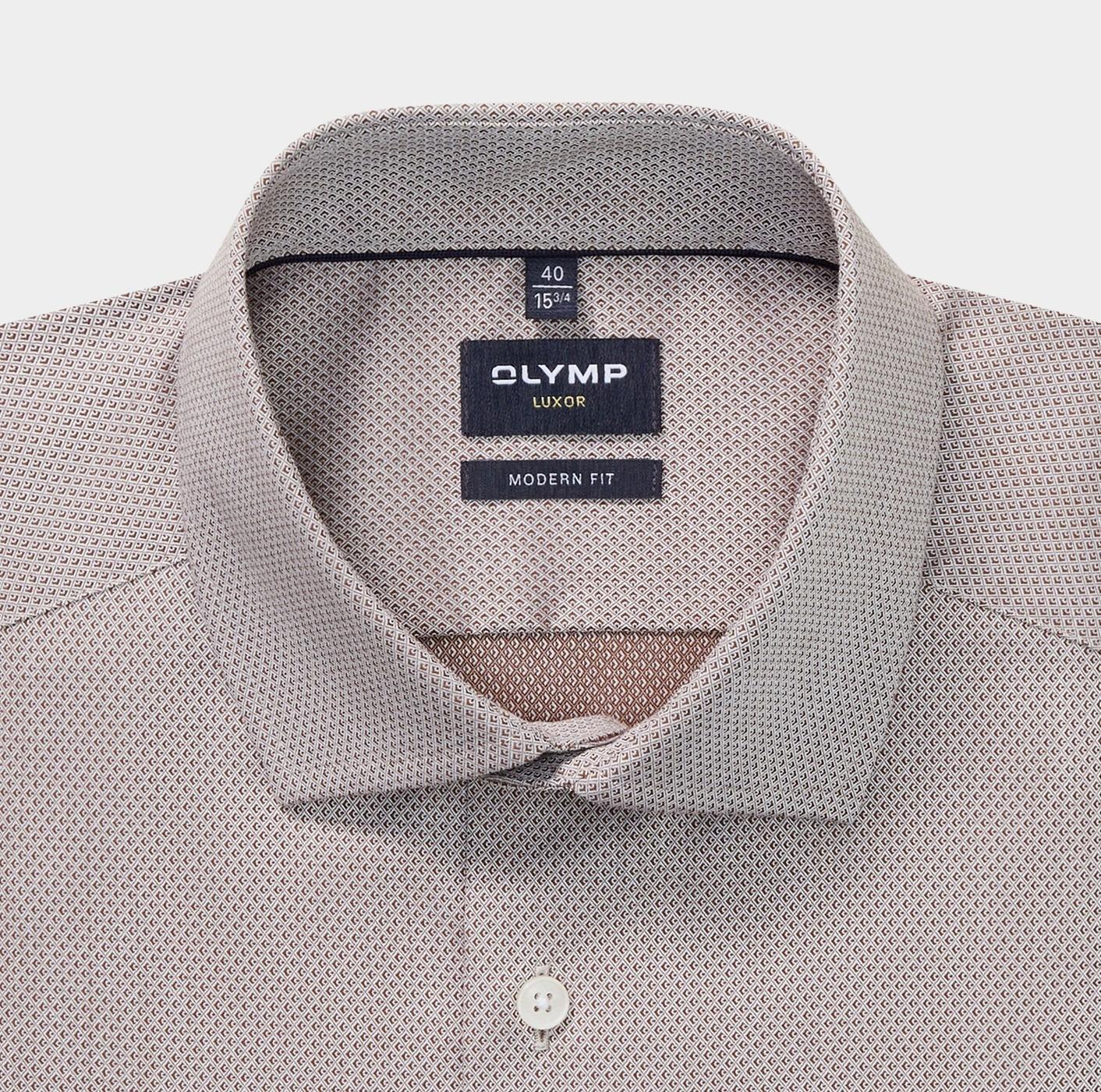 Olymp Business hemd lange mouw Bruin Luxor 135674/27