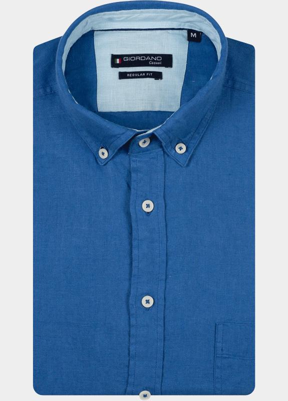 Giordano Overhemd heren Blauw Ivy Long Sleeve Button Down S 617009/63