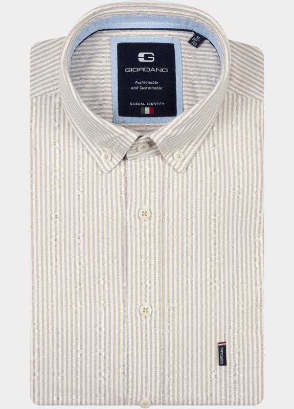 Giordano overhemd korte mouw heren Wit Marlon Short Sleeve Button Do 616112/81