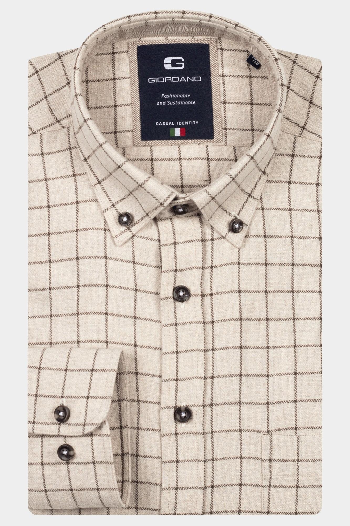 Giordano Casual hemd lange mouw Bruin Brando long sleeve button dow 527302/80