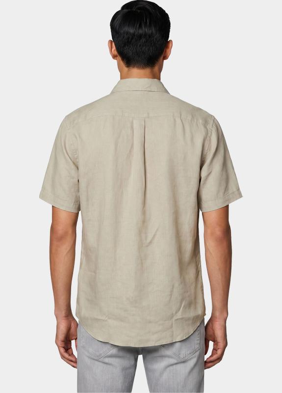 Bos Casual hemd korte mouw Beige Linnen Shirt 5700.426/606