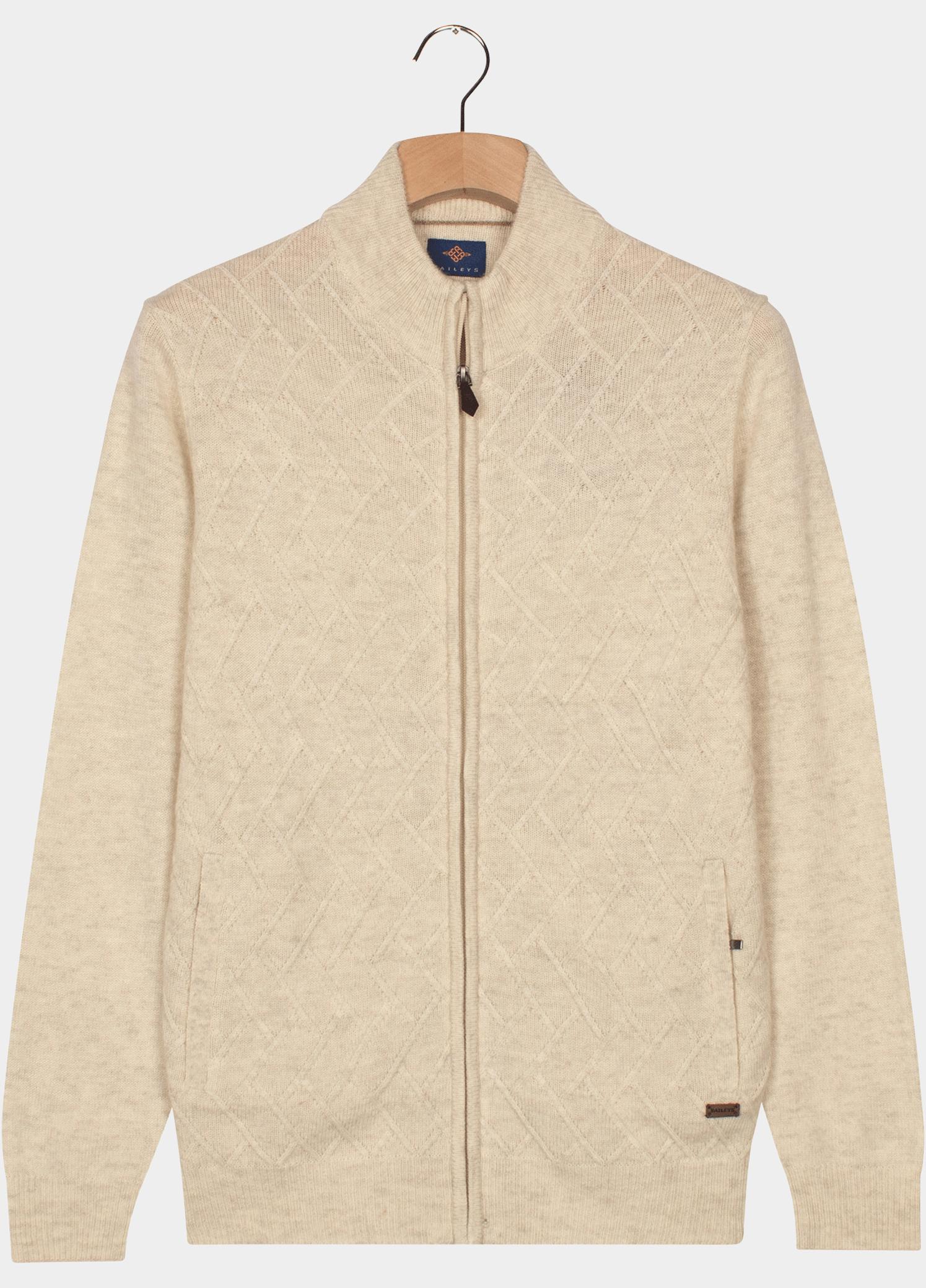 Baileys Vest heren Beige Cardigan Zip 10gg, Front body 522022/825