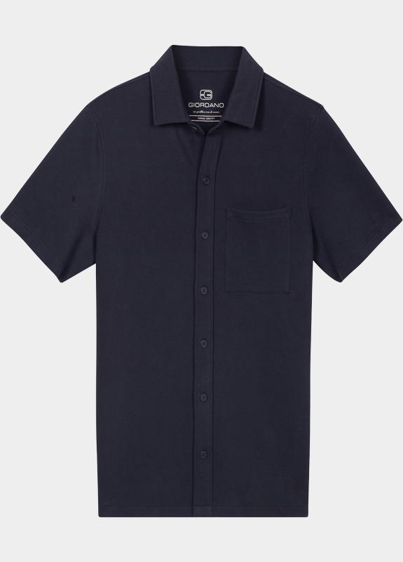 Giordano overhemd korte mouw heren Blauw Puglia Short Sleeve Shirt Dou 616070/60