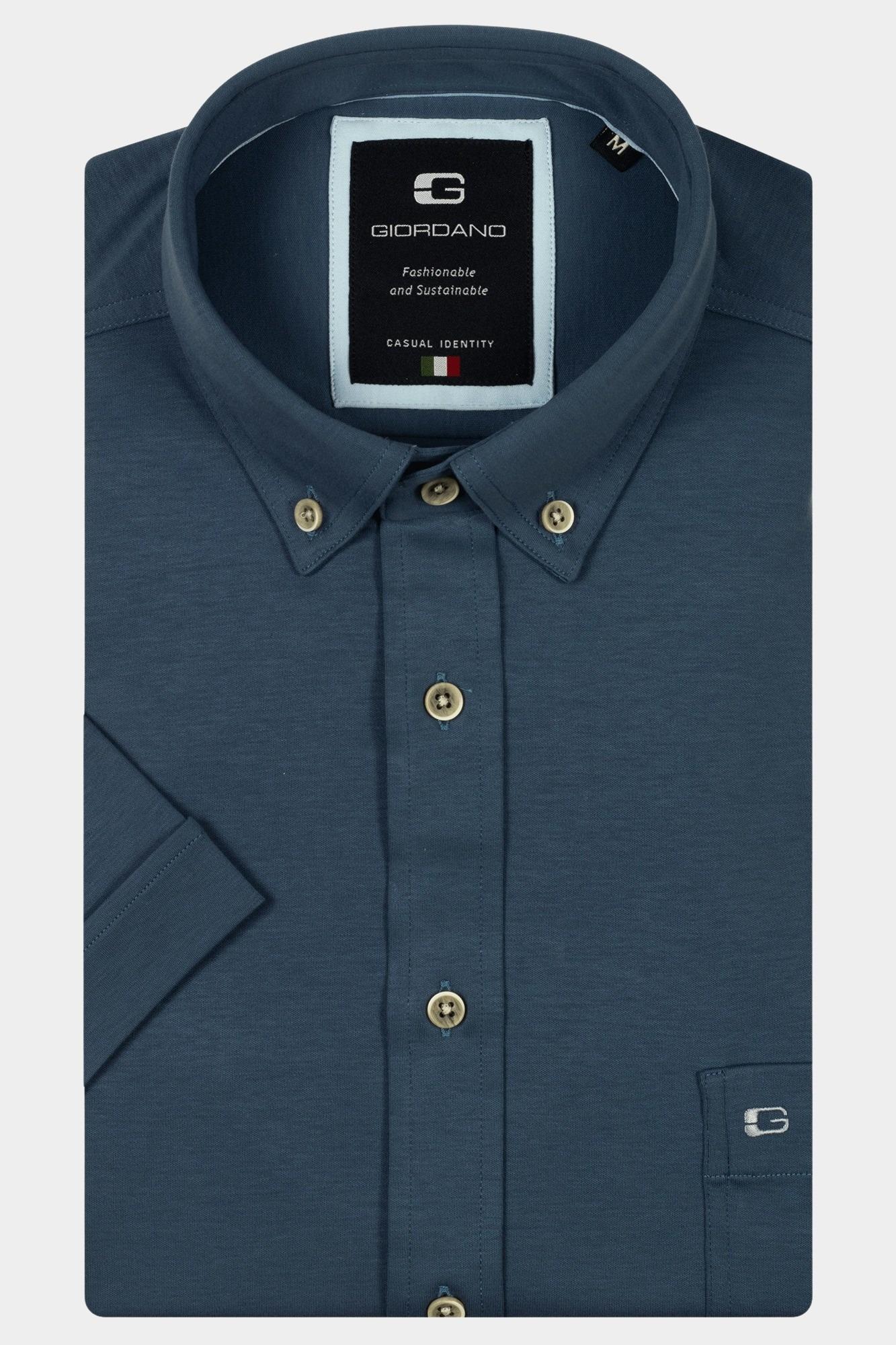 Giordano Casual hemd korte mouw Blauw League short sleeve button do 516078/63