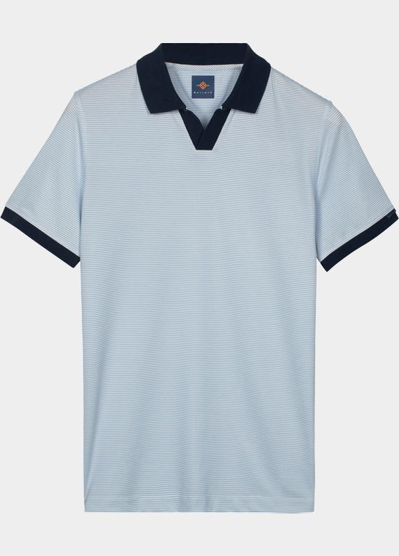 Baileys Polo heren Blauw Poloshirt V-collar small stri 615223/61