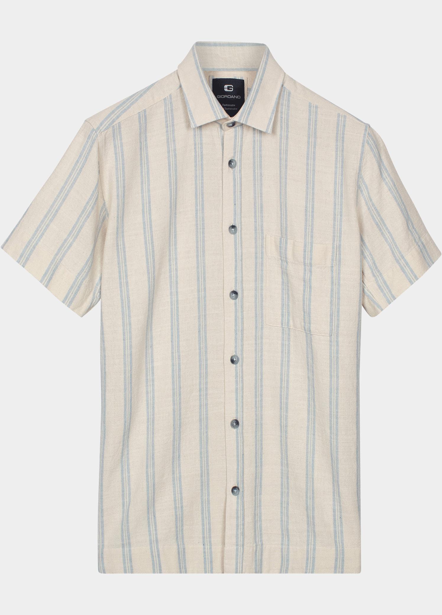 Giordano overhemd korte mouw heren Blauw Puglia Short Sleeve Shirt Can 616823/61