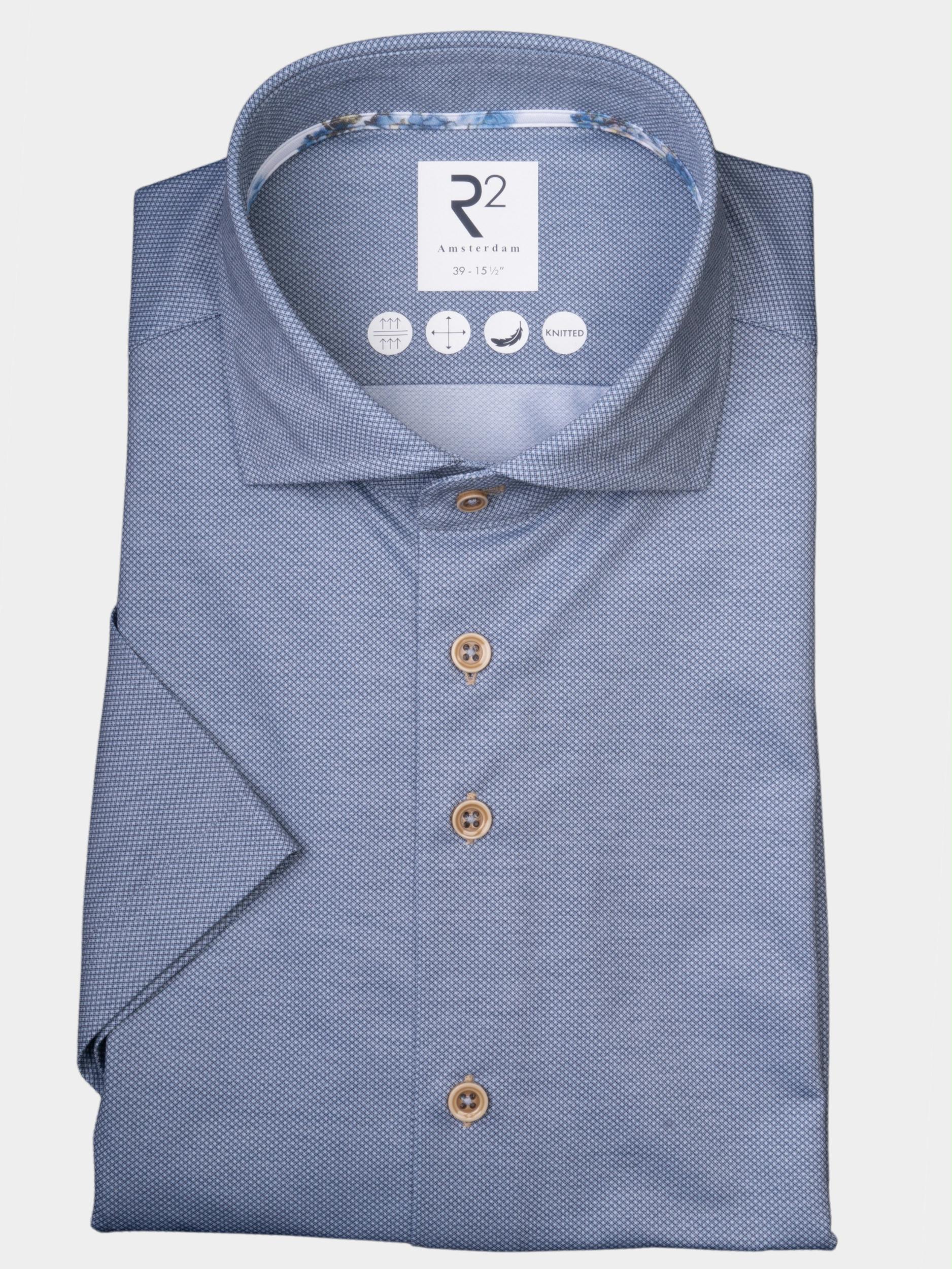 R2 Amsterdam Business hemd korte mouw Blauw  120WSPSS.009/010
