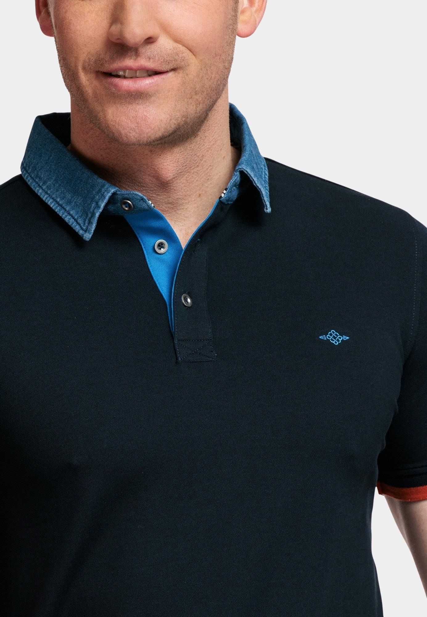 Baileys Polo korte mouw Blauw Poloshirt - with Denim Collar 415290/60