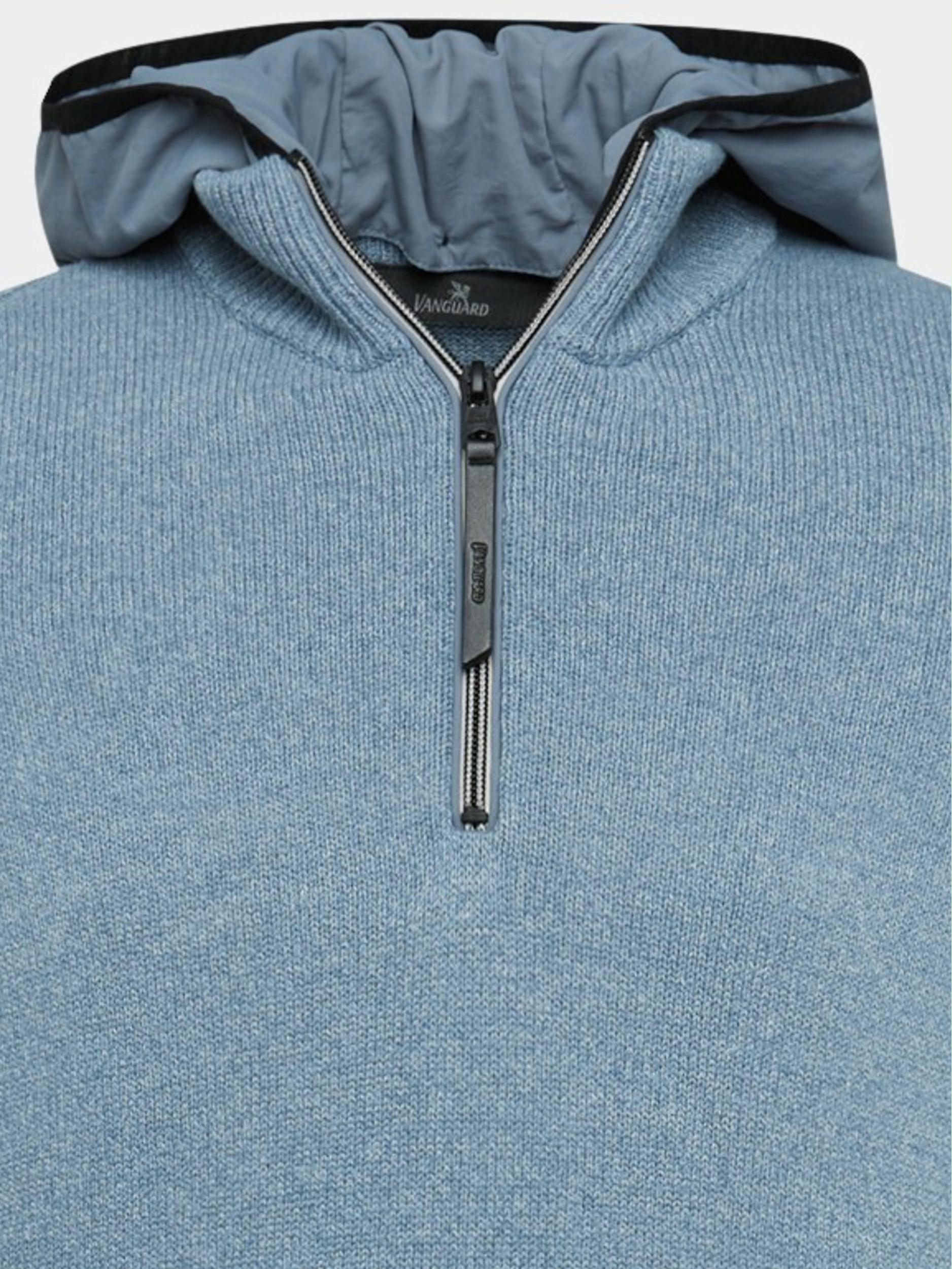Vanguard Pullover Blauw Hooded cotton grindle VKW2211322/5413