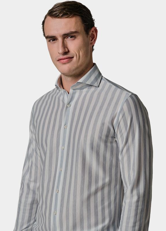 Profuomo Zakelijk overhemd heren Blauw Japanese Knitted PPXH10035B/M