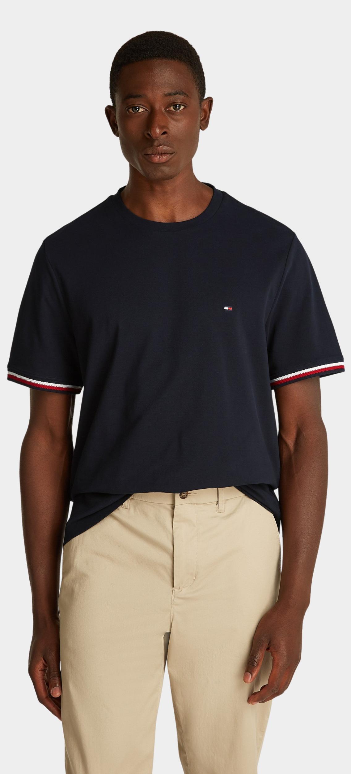 Tommy Hilfiger T-shirt korte mouw Blauw Global stripe Cuff Tee MW0MW38630/DW5