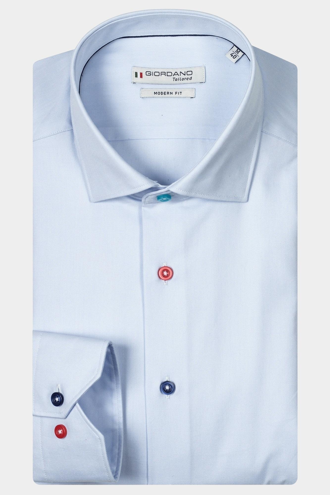 Giordano Casual hemd lange mouw Blauw Maggiore, LS Semi Cutaway Fin 427888/61