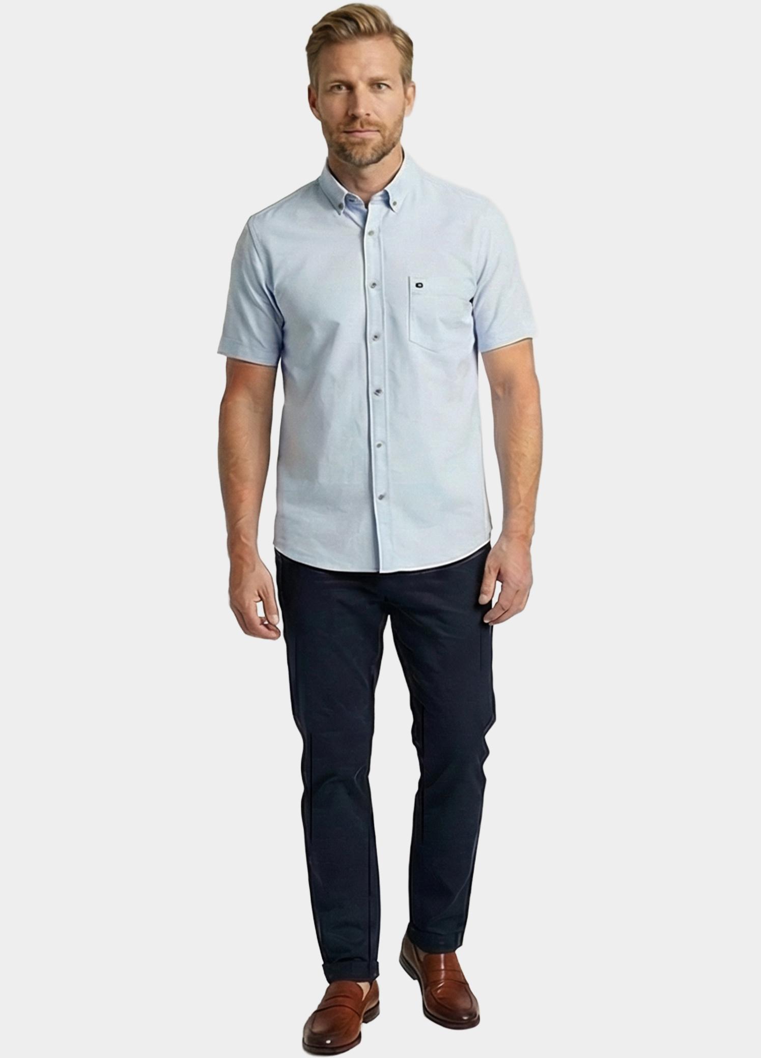 Giordano overhemd korte mouw heren Blauw Alfa Short Sleeve Button Down 616078/61