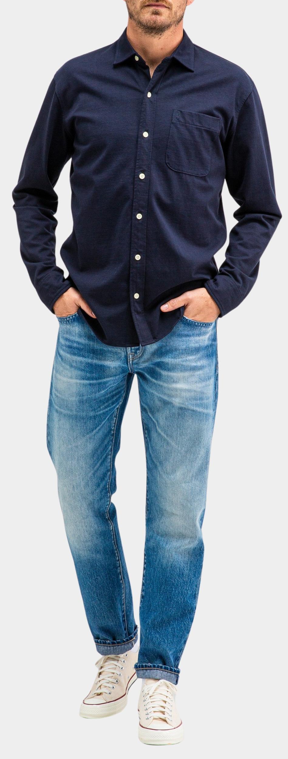 Butcher of Blue Casual hemd lange mouw Blauw Aidan Jersey Shirt M2514012/890