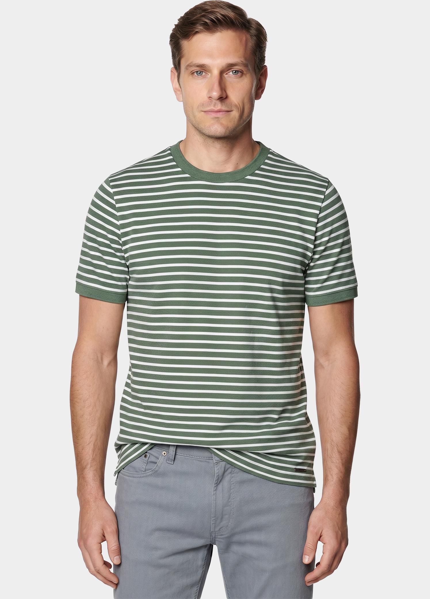 Scotland Blue T-shirt korte mouw Groen Isaac Stripe T-shirt Pique 25108IS18/361 sea green