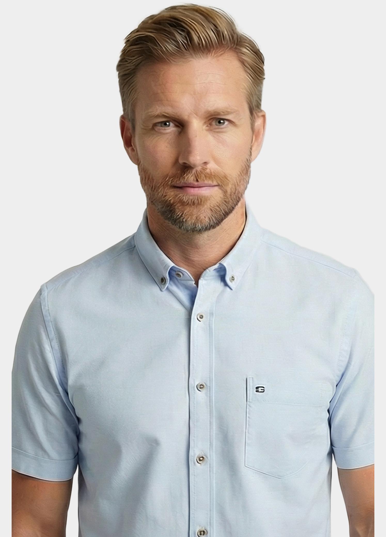 Giordano overhemd korte mouw heren Blauw Alfa Short Sleeve Button Down 616078/61