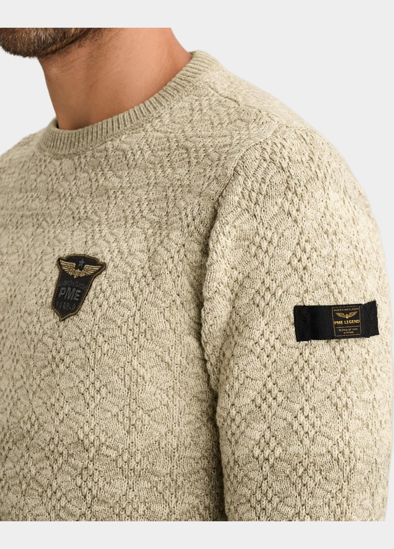 PME Legend Pullover heren Beige R-neck gradient knit PKW2609334/7013