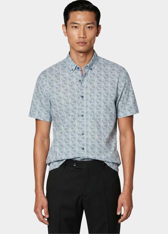 R.B. Boston overhemd korte mouw heren Groen Marshall SS Button Down 616670/708