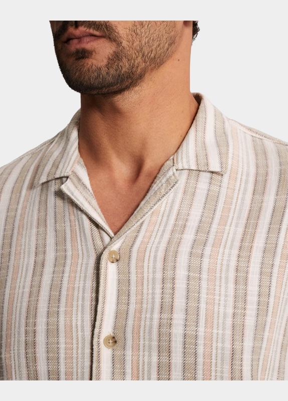 Cast Iron Casual hemd korte mouw Grijs Short Sleeve Shirt Slub Twill CSIS2603232/8023