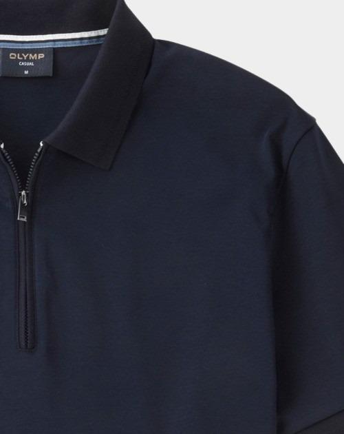 Olymp Polo korte mouw Blauw Interlock Zip Polo 540362/18