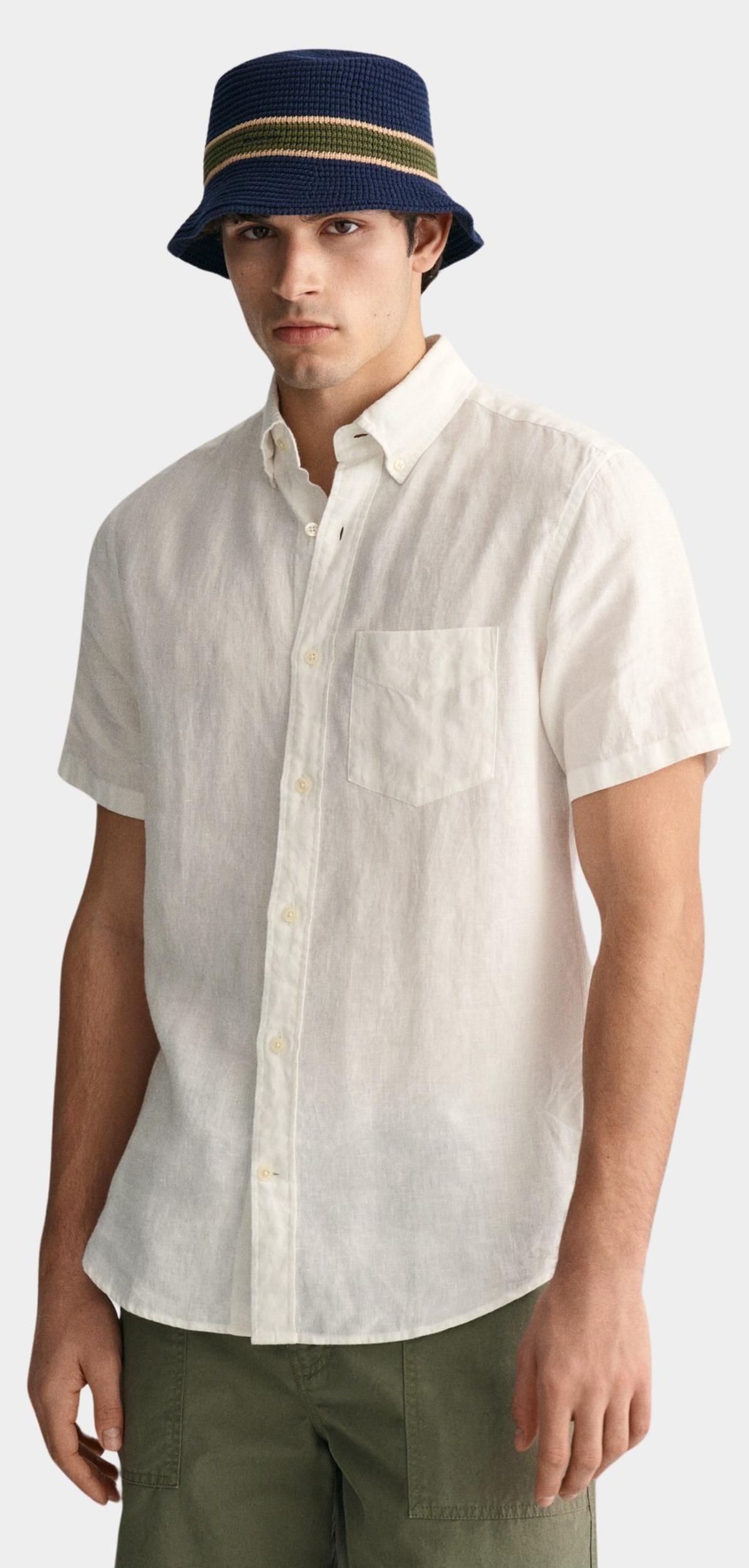 Gant Casual hemd korte mouw Wit Linen SS Shirt 3240103/110