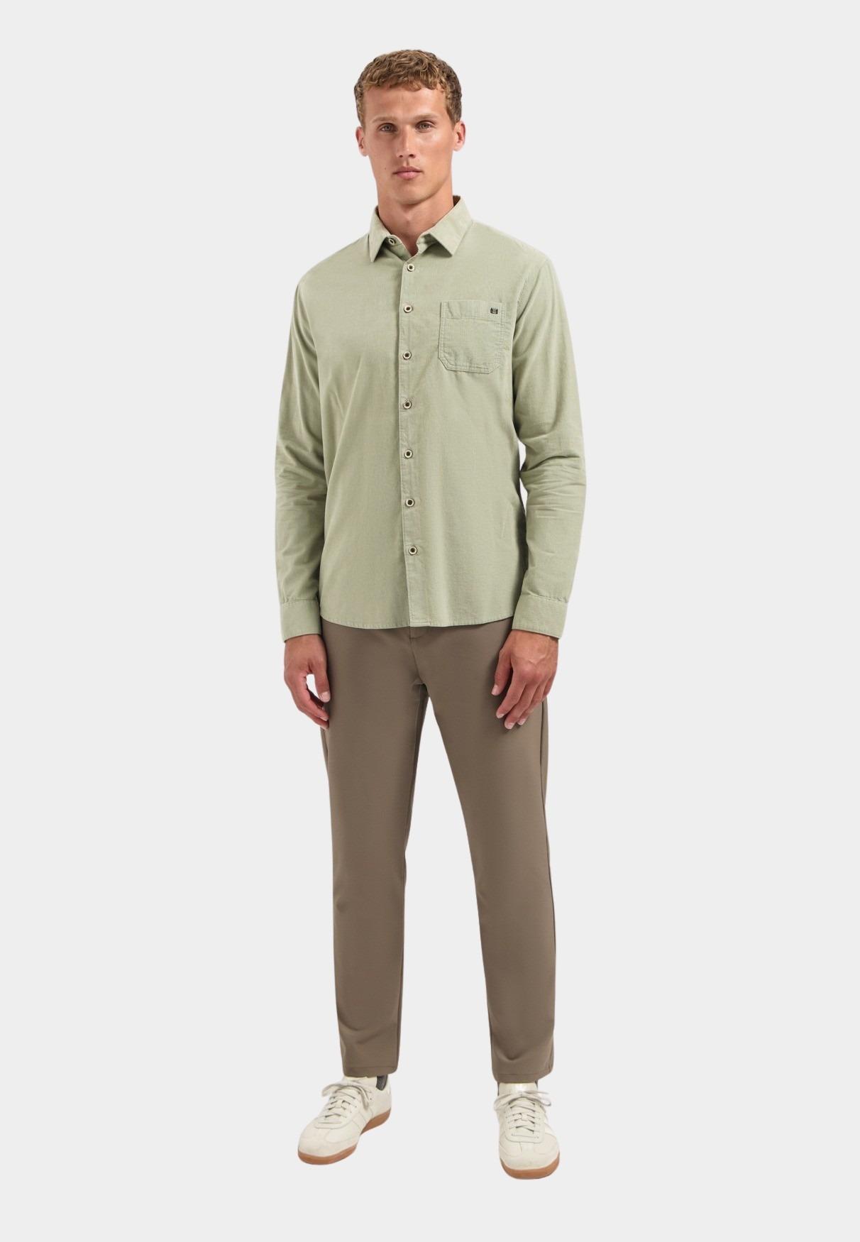 No Excess Casual hemd lange mouw Groen Shirt Solid Fine Herringbone 29430843/197