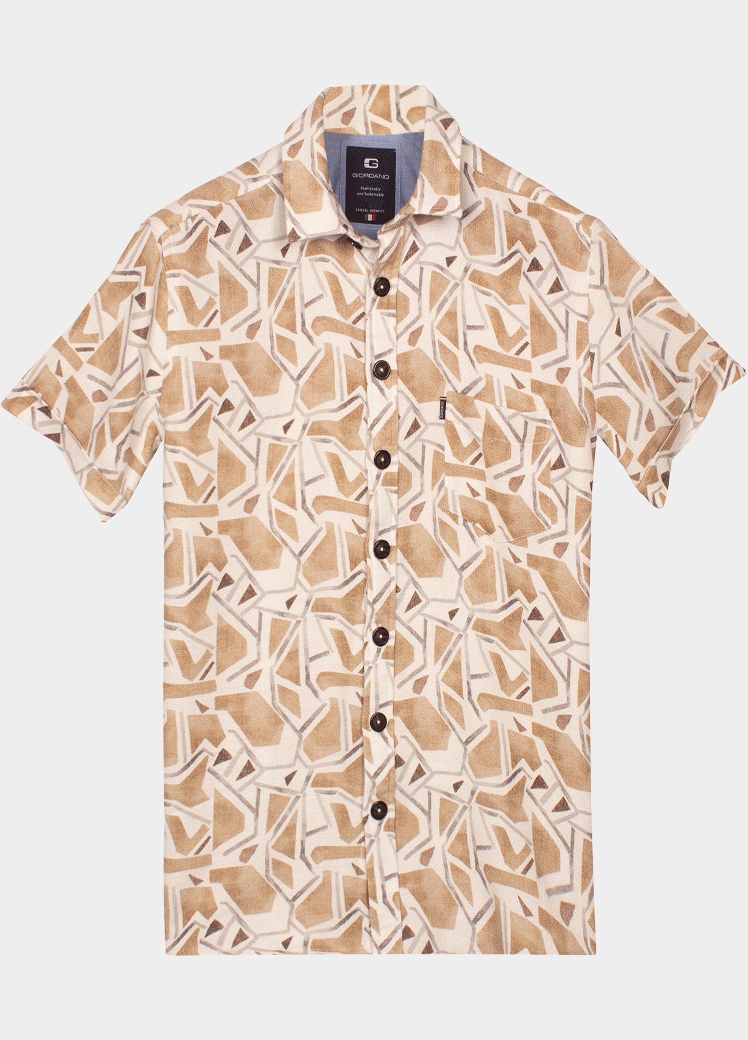 Giordano overhemd korte mouw heren Bruin Vivaro Short Sleeve Resort St 616881/80