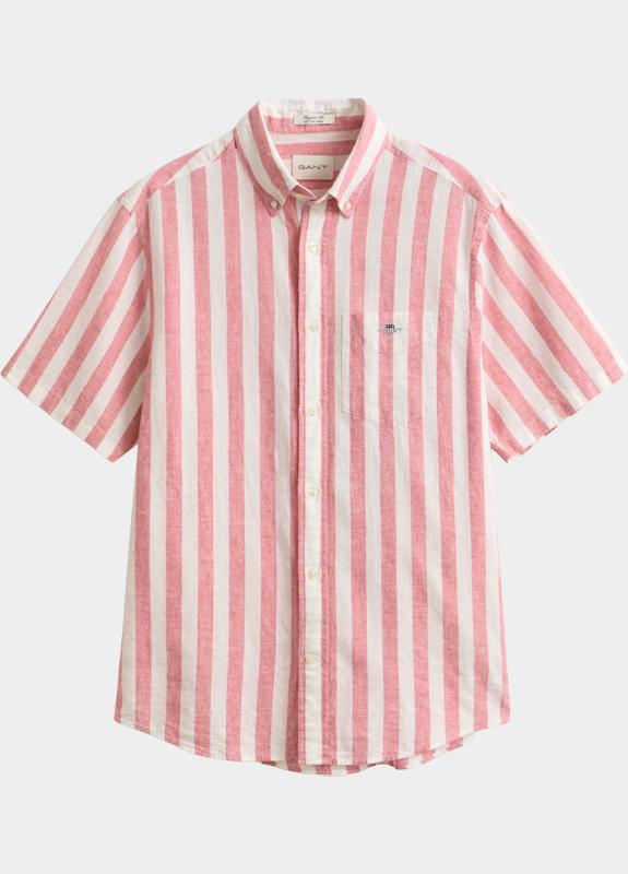 Gant overhemd korte mouw heren Roze Gestreept overoverhemd met ko 3260020/622