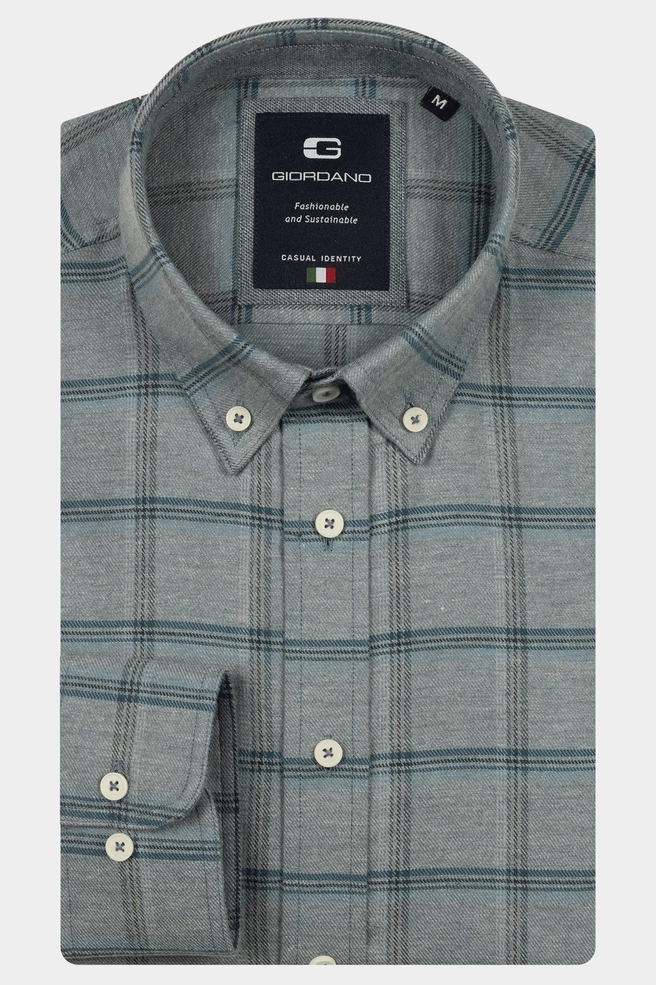 Giordano Casual hemd lange mouw Blauw Loretto long sleeve button do 527863/61