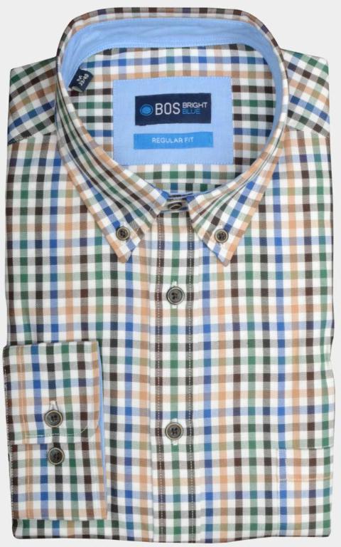 Bos Bright Blue Casual hemd lange mouw Wit Willem Casual Shirt Long Slee 19307WI45BO/500 multicolour