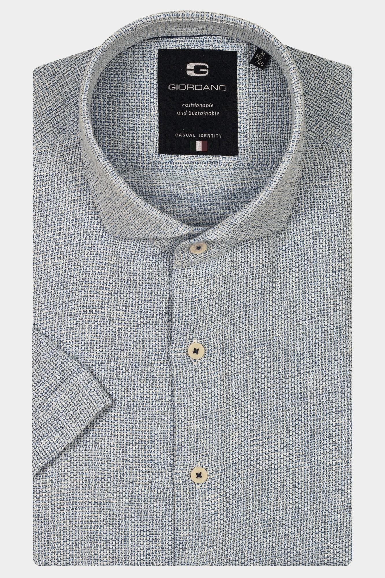 Giordano Casual hemd korte mouw Blauw Front short sleeve cutaway St 516834/61