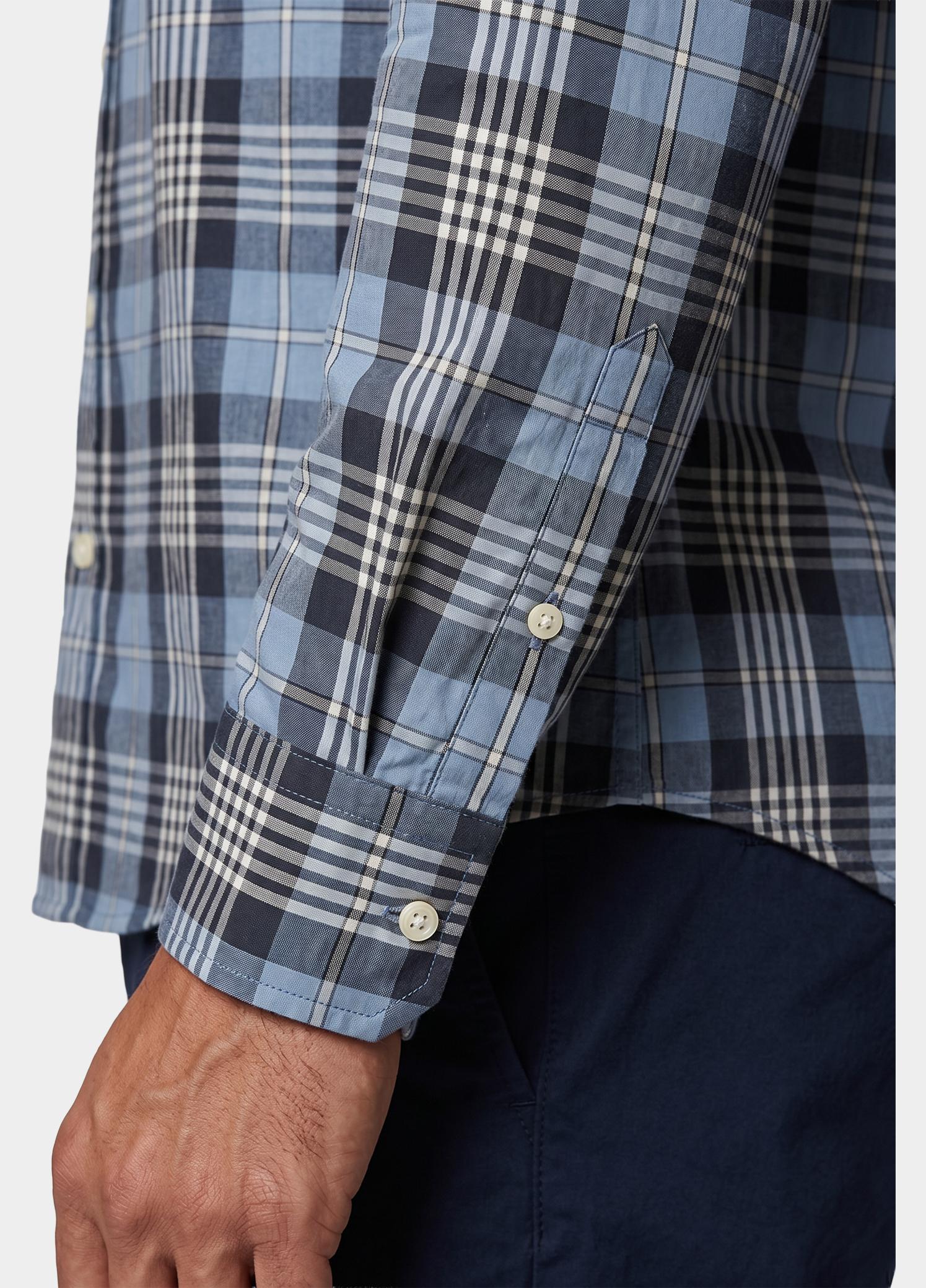 Gant Overhemd heren Blauw Checked Melange Poplin Shirt 3262006/901