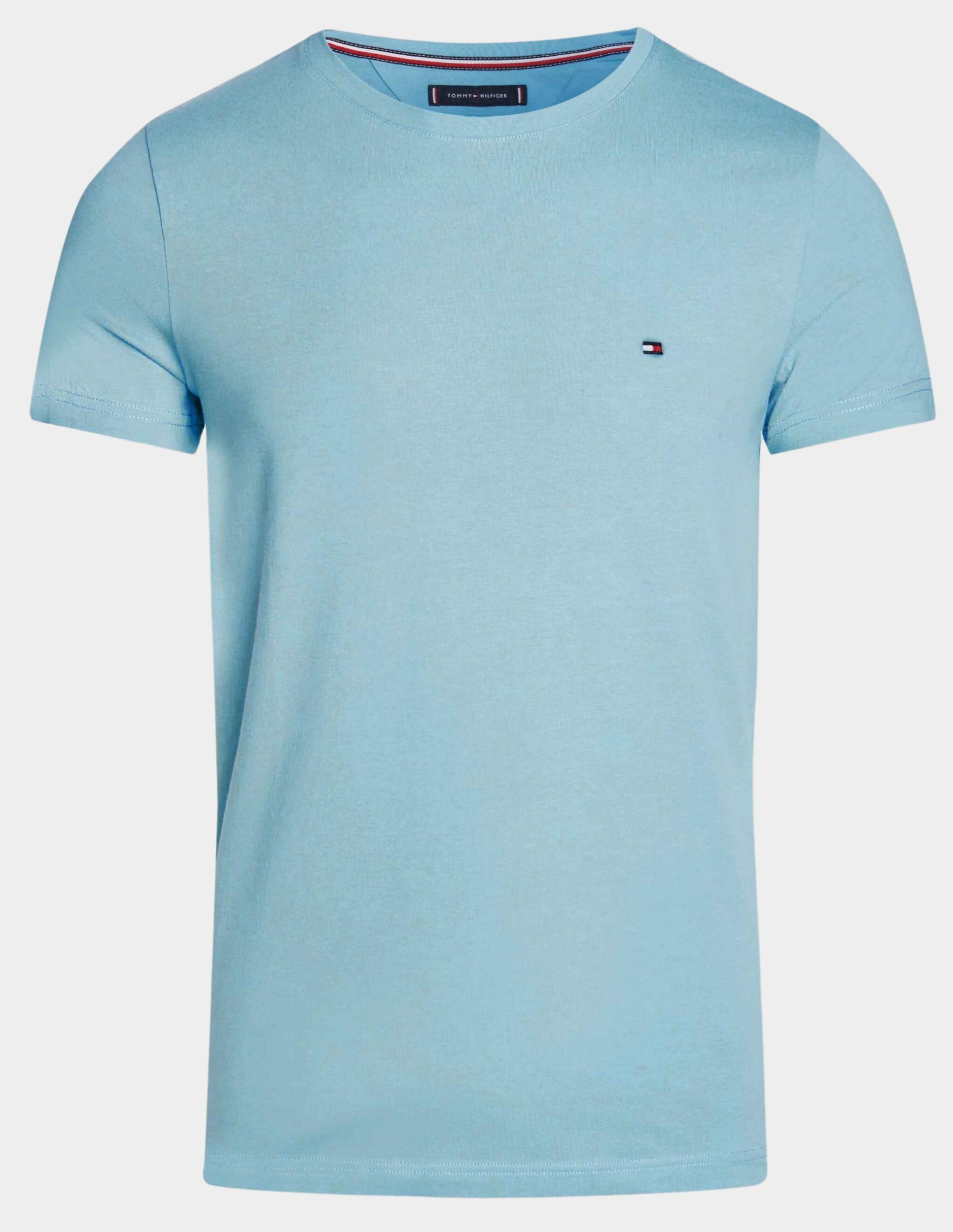 Tommy Hilfiger T-shirt korte mouw Blauw Stretch Slim Fit Tee MW0MW10800/CYW