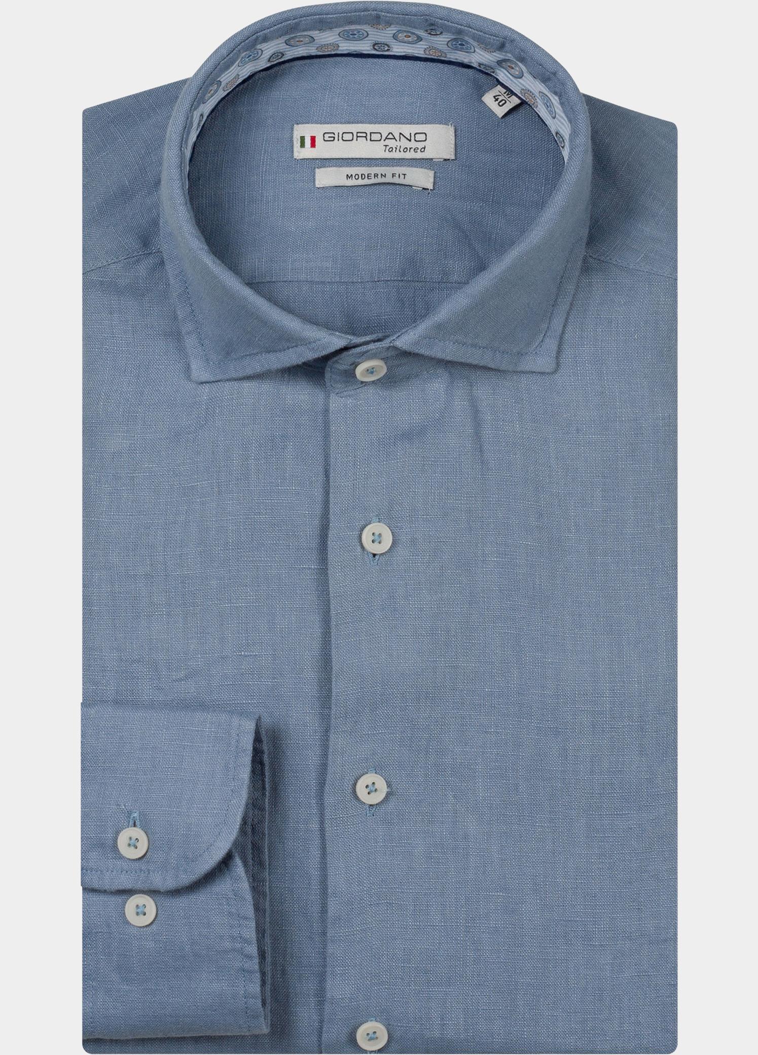 Giordano Overhemd heren Blauw Row Long Sleeve Cutaway Soft 617811/64