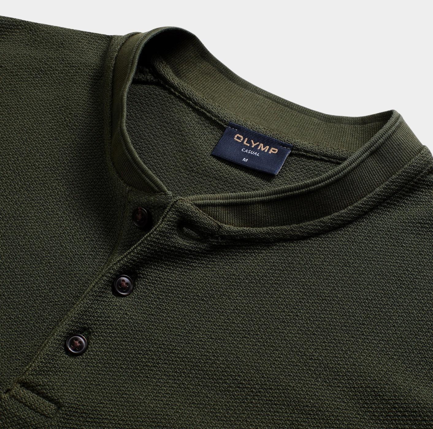 Olymp Polo lange mouw Groen Structure Gmt dye Henley 543284/49