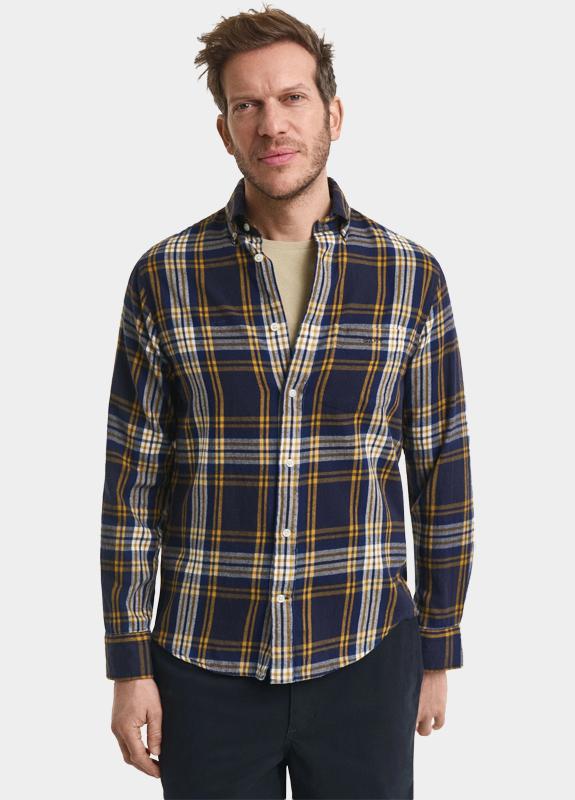 Gant Casual hemd lange mouw Blauw Reg Windblown Flannel Check S 3250243/433