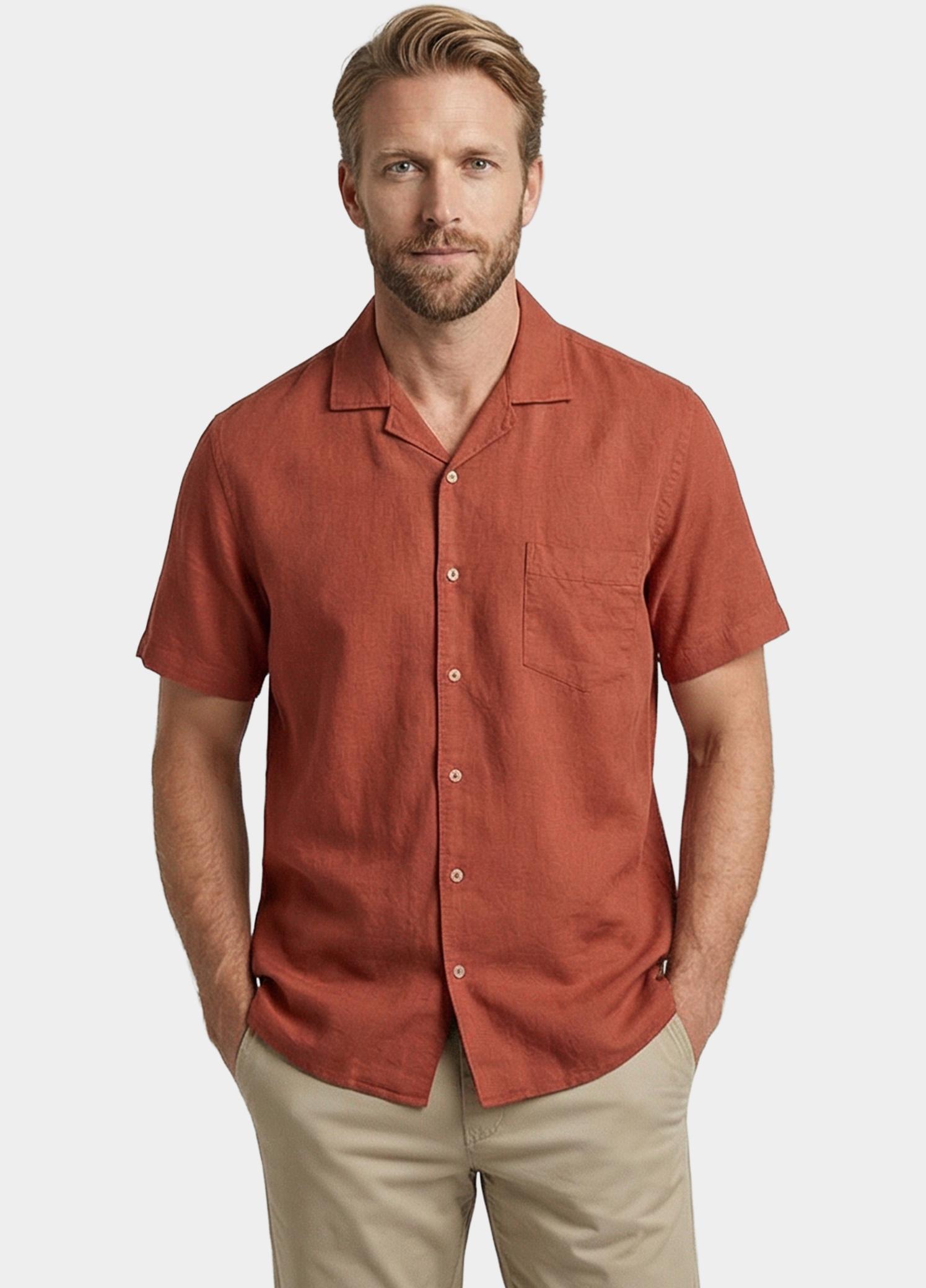 Giordano overhemd korte mouw heren Roze Capri Short Sleeve Resort Gar 616002/31