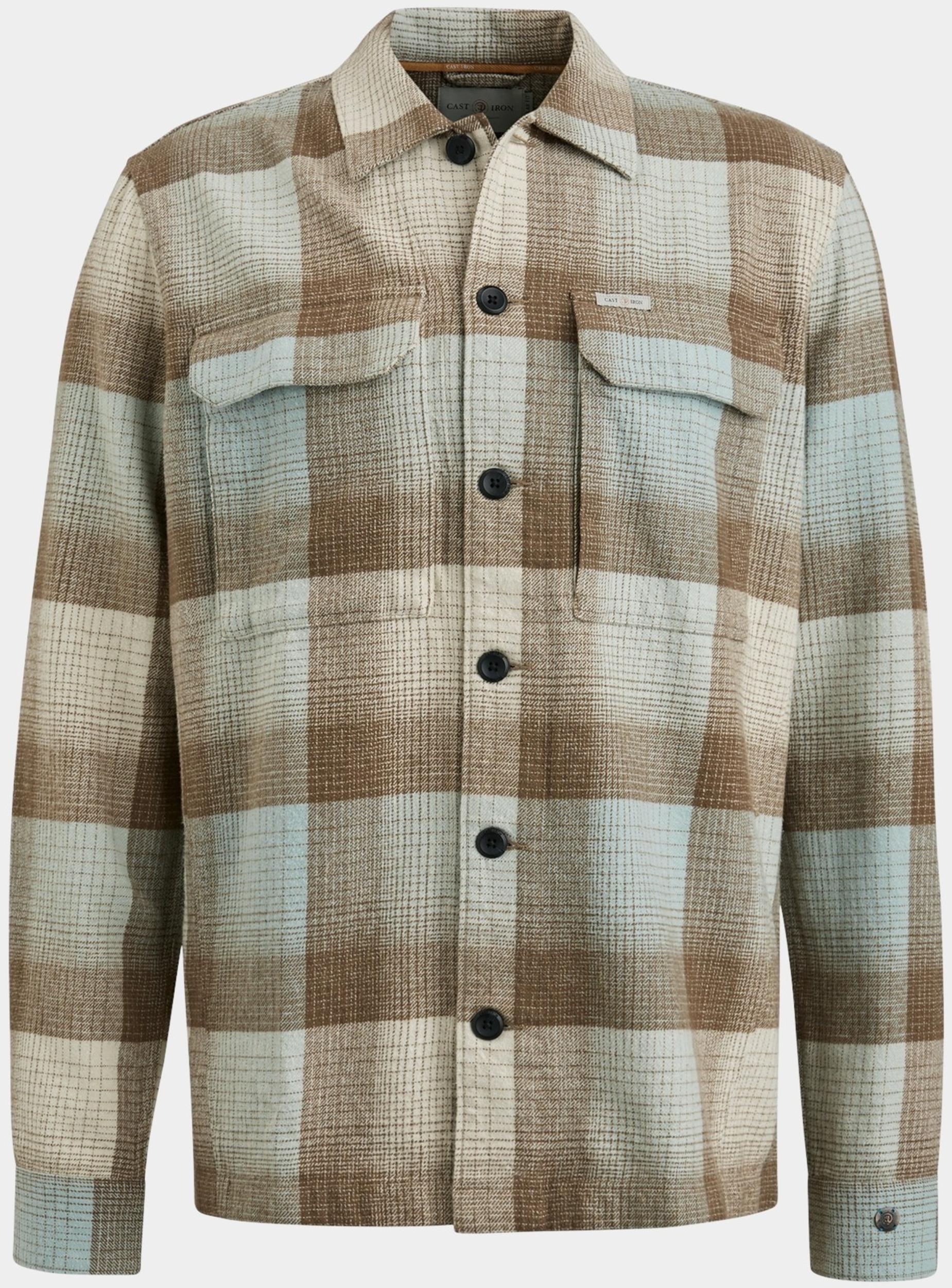 Cast Iron Casual hemd lange mouw Beige Long Sleeve Shirt YD Check Re CSI2309231/9017