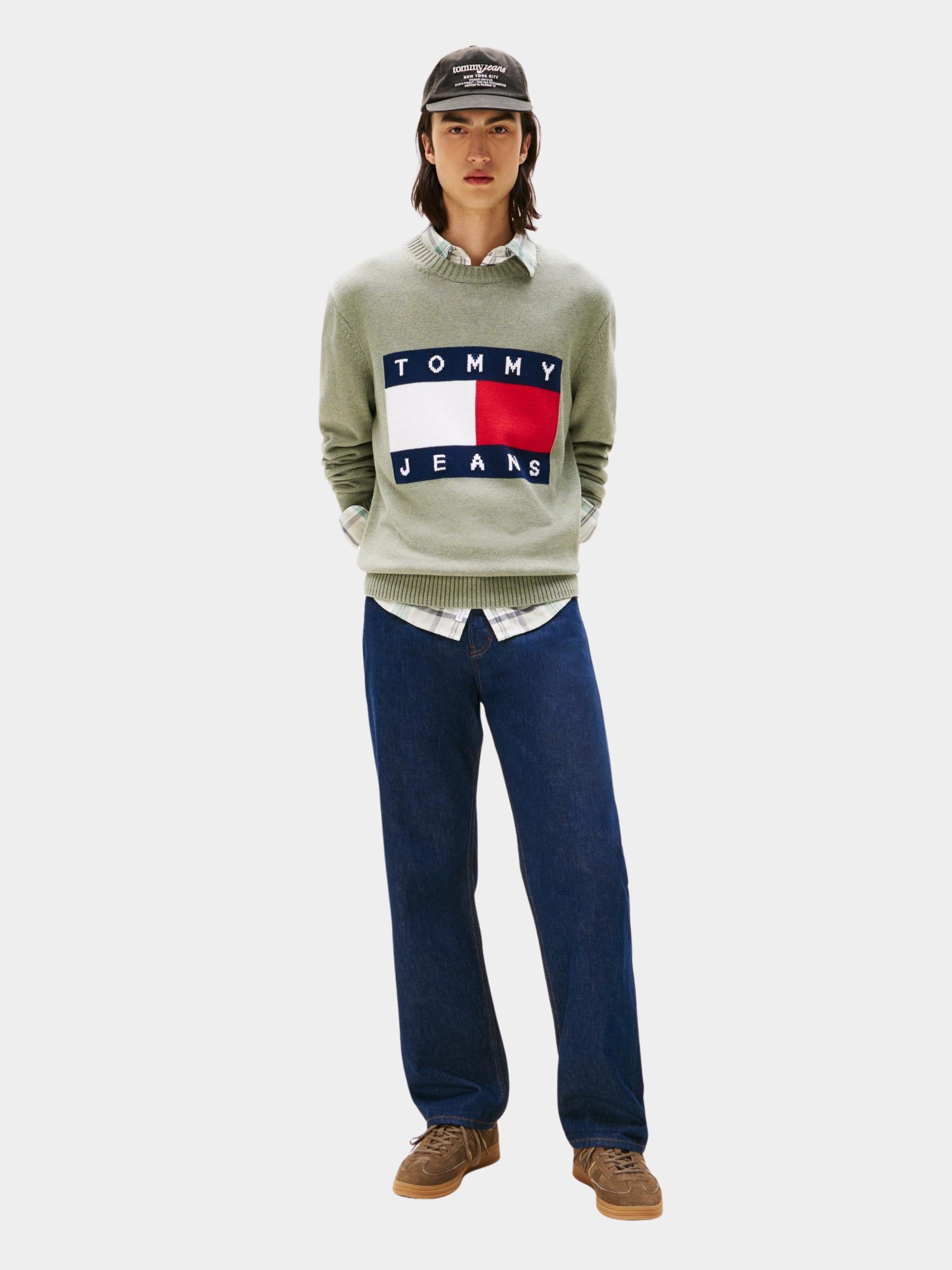 Tommy Jeans Pullover Groen TJM REG MELANGE FLAG SWEATER DM0DM22105/M1P