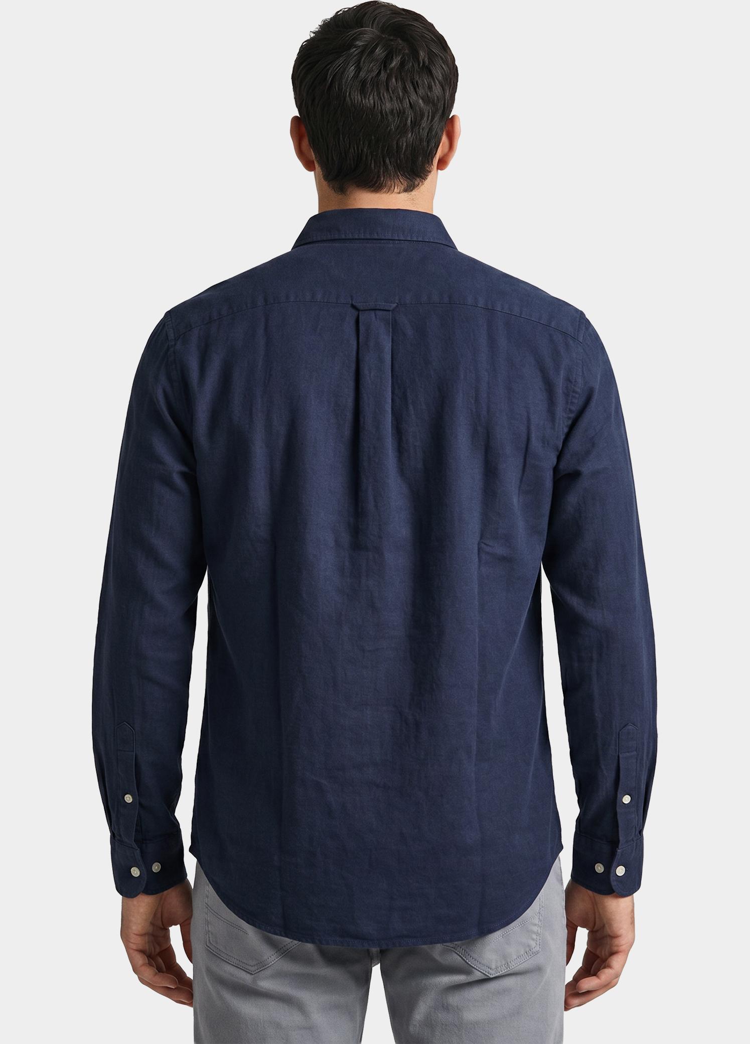 Blue Coast Overhemd heren Blauw 100% linnen, regular fit 118L/0060 Navy