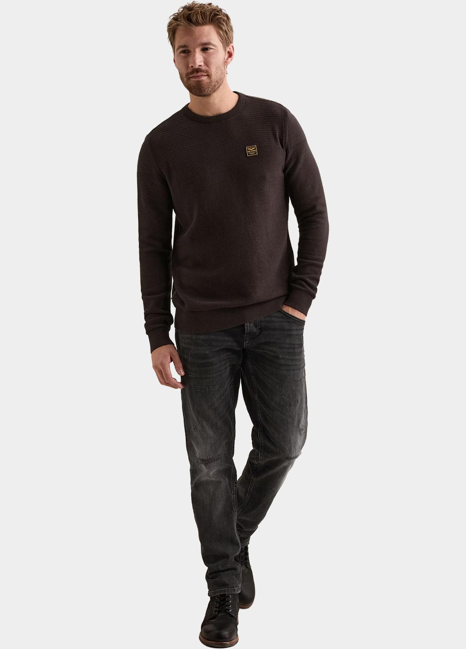 PME Legend Pullover heren Paars R-neck cotton mouline PKW2610300/4357