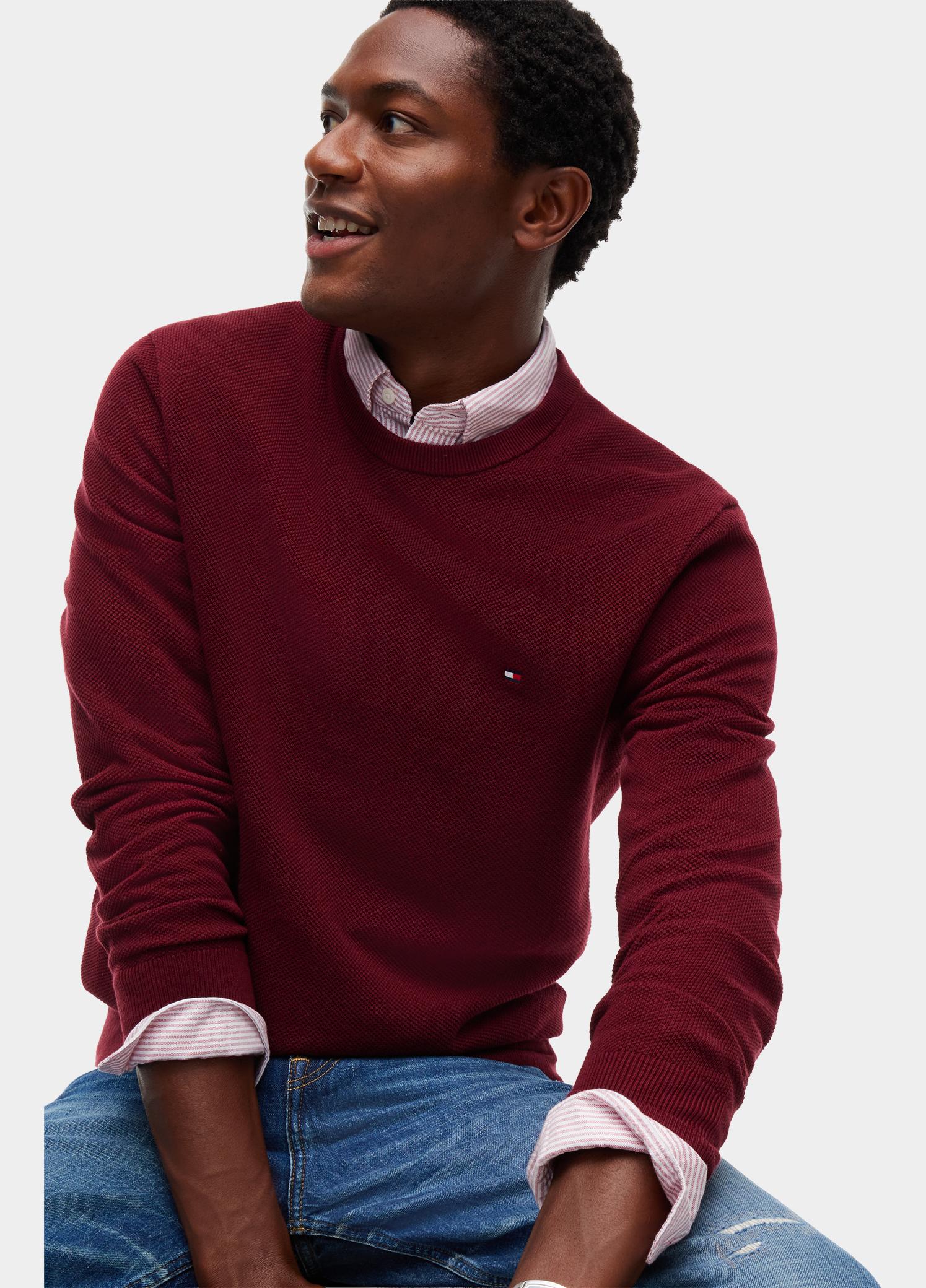 Tommy Hilfiger Pullover heren Paars ESSENTIAL STRUCTURE CREW NECK MW0MW36347/VLP