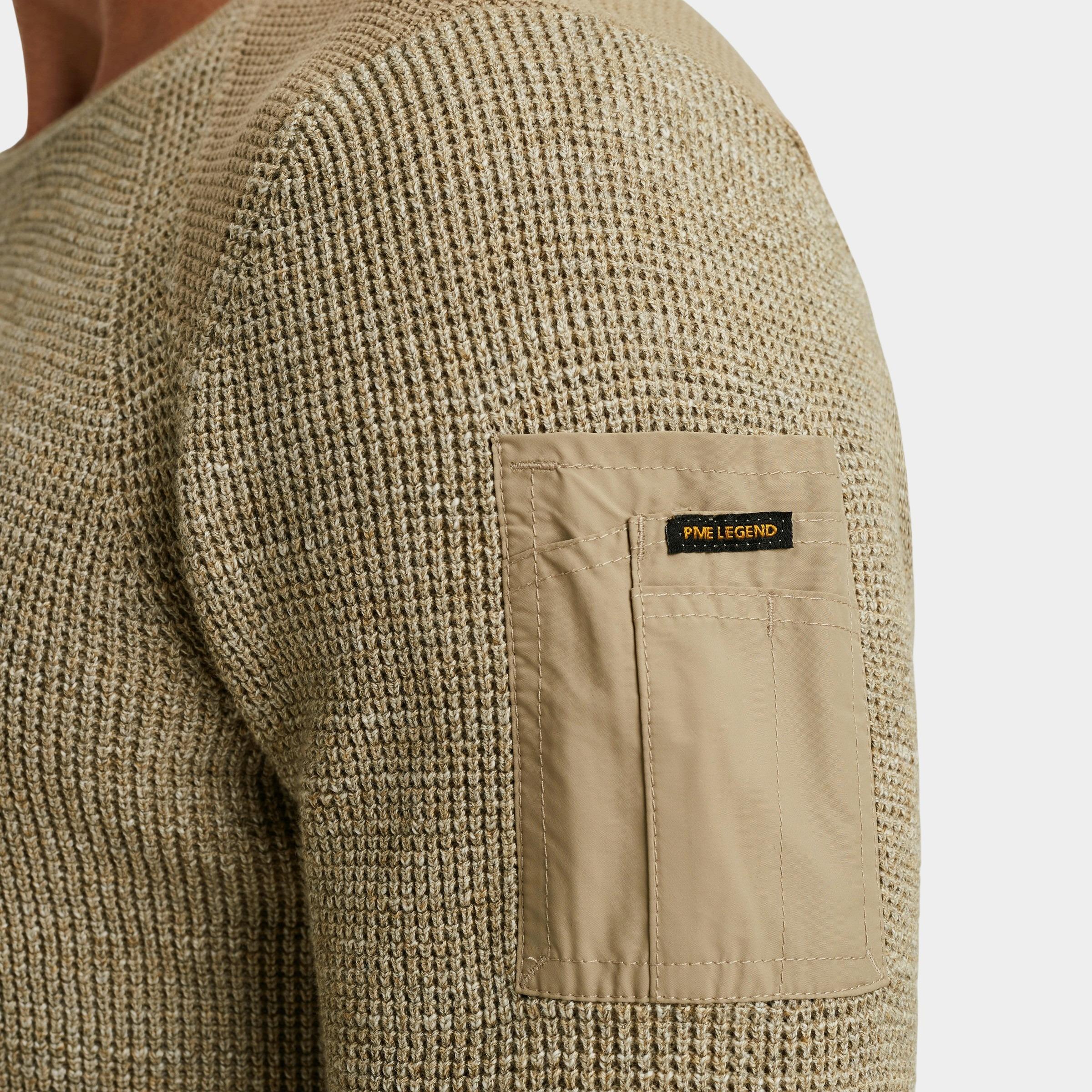 PME Legend Pullover Groen R-neck cotton rib melee knit PKW2509301/8011