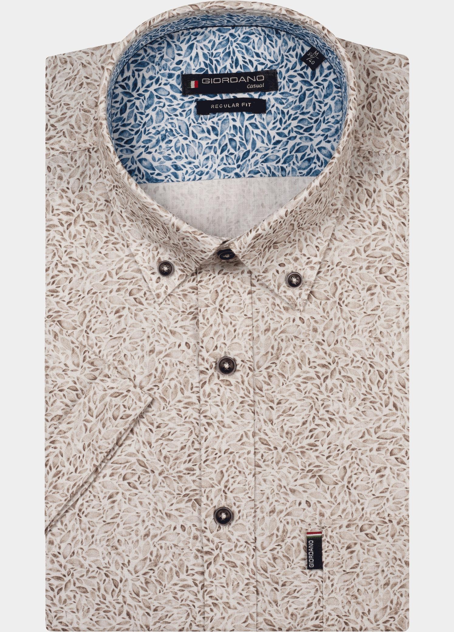 Giordano overhemd korte mouw heren Bruin League Short Sleeve Button Do 616074/80