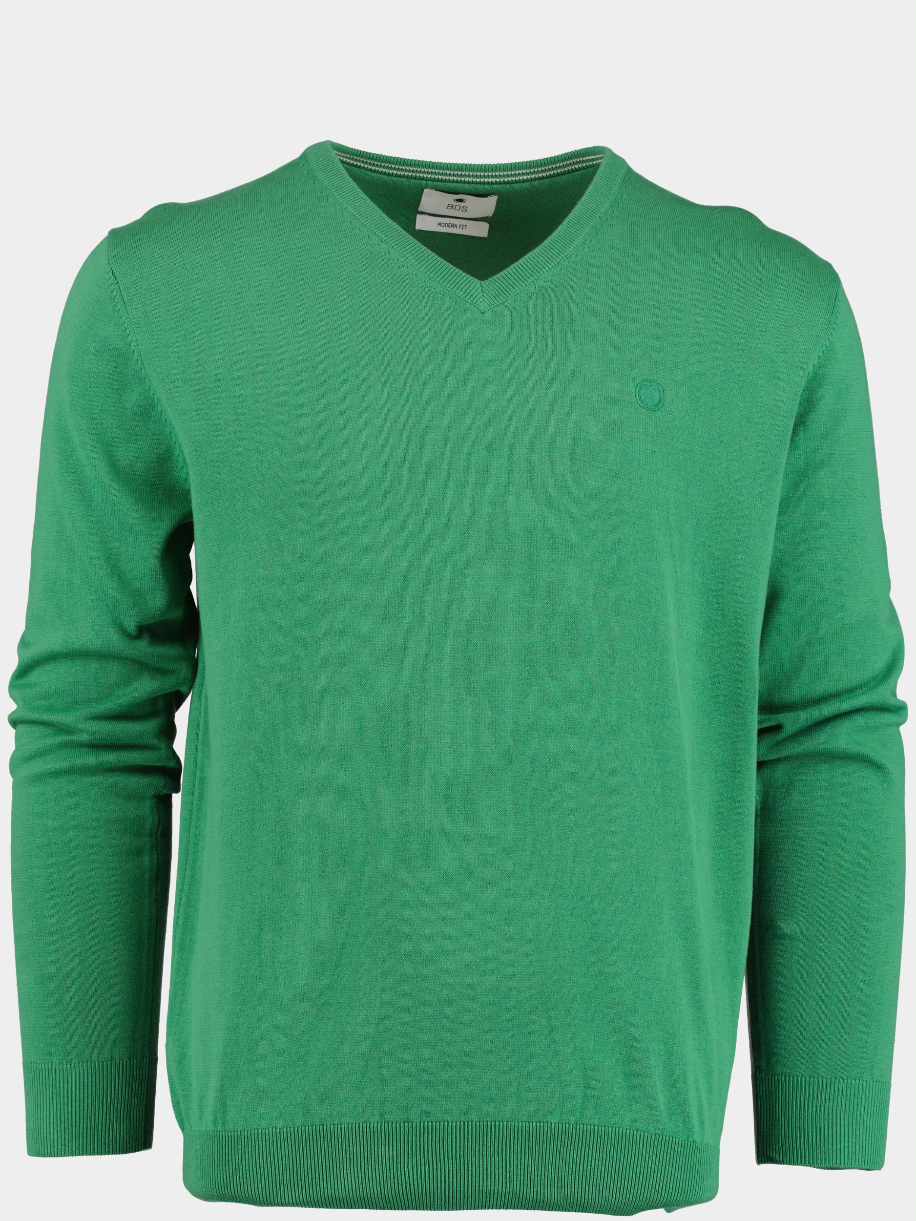 Bos Bright Blue Pullover Groen Vince V-neck Pullover Flatkni 23105VI01BO/903 modern green