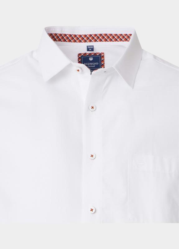 Redmond overhemd korte mouw heren Wit Slub Casual 251420990/0