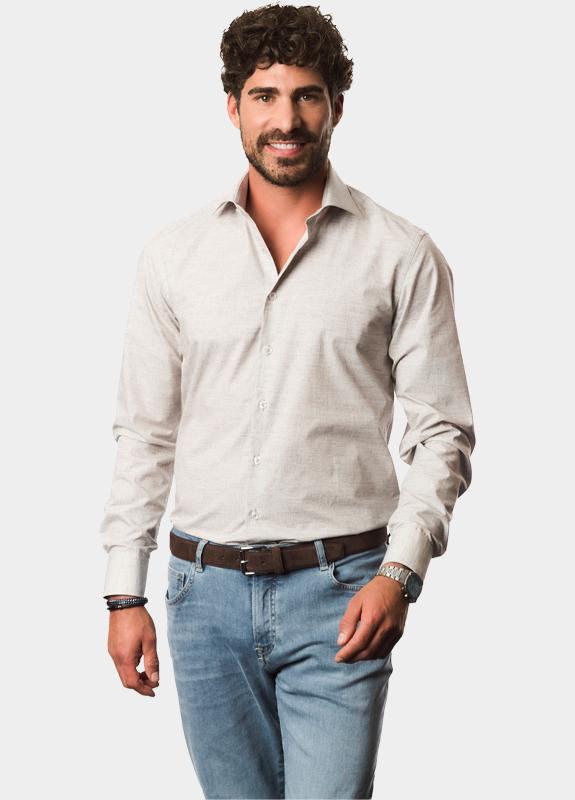 Ledub Business hemd lange mouw Bruin  0143315/620-000-000