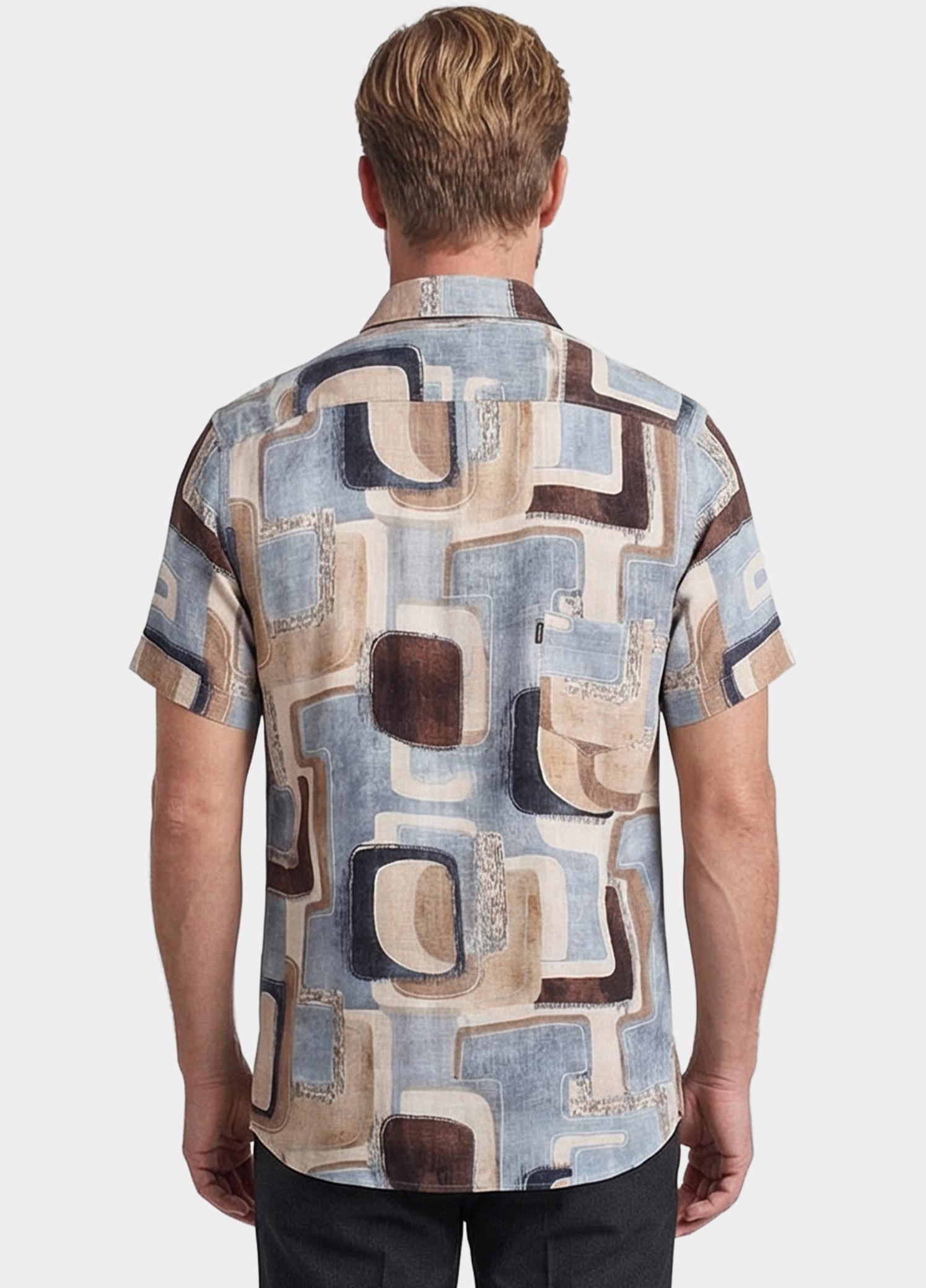 Giordano overhemd korte mouw heren Blauw Vivaro Short Sleeve Resort St 616880/60