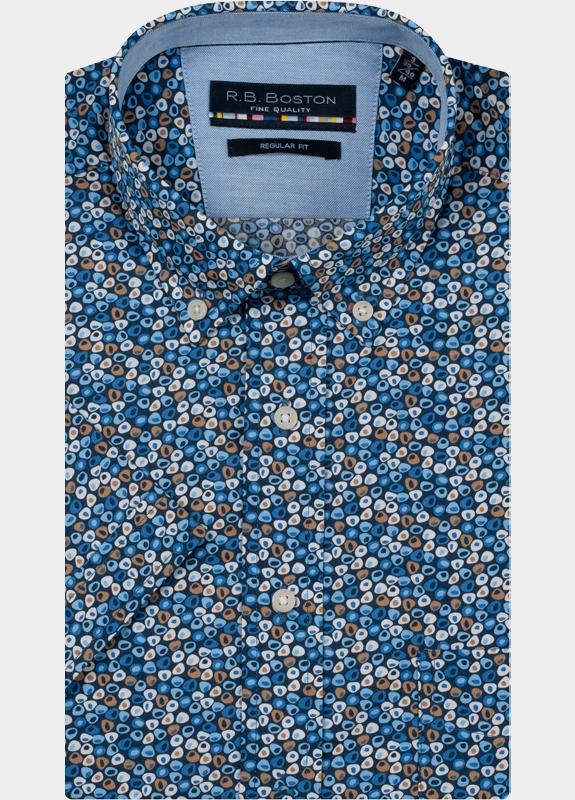 R.B. Boston overhemd korte mouw heren Blauw Marshall SS Button Down 616670/639