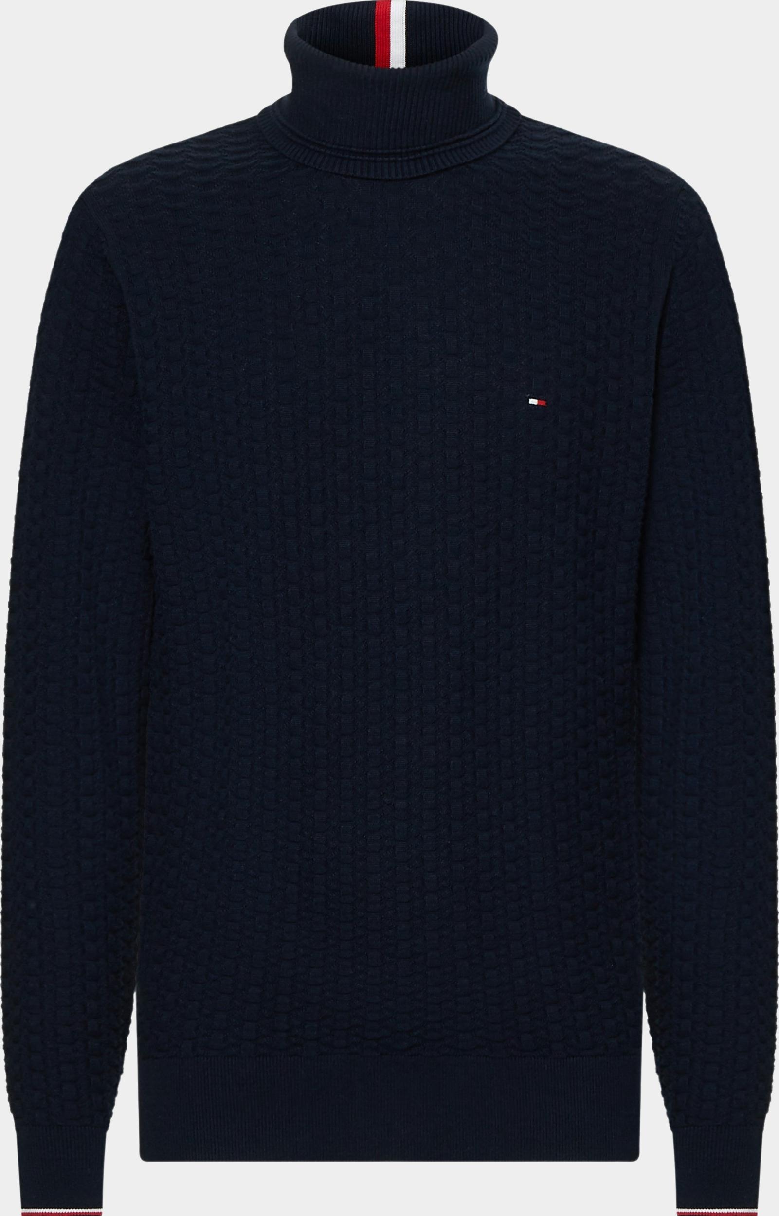 Tommy Hilfiger Pullover Blauw Exaggerated structure roll nec MW0MW29109/DW5